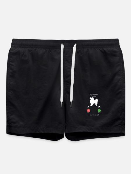 Papillon Dog Calling Smartphone Interface - Swim Trunks - black