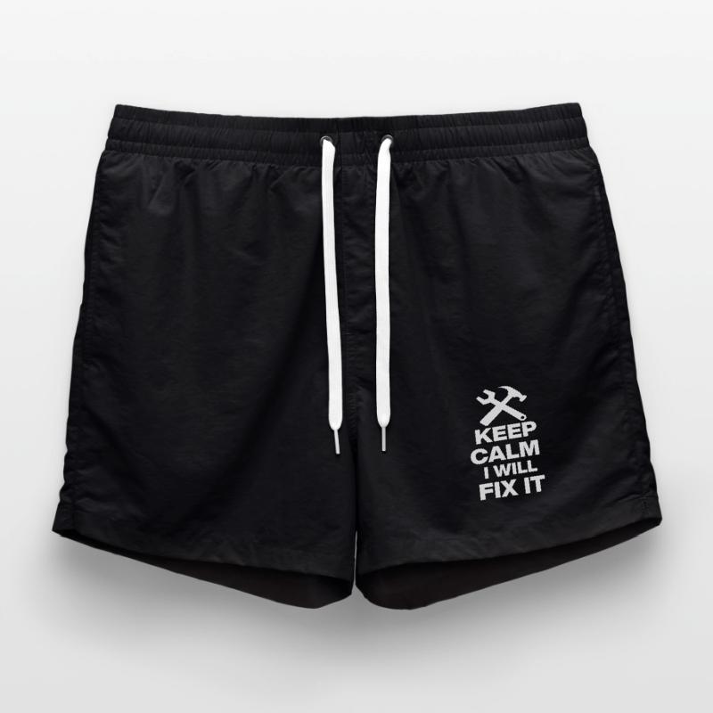 KEEP CALM, I WILL FIX IT! HANDWERKER GESCHENK PAPA Badeshorts