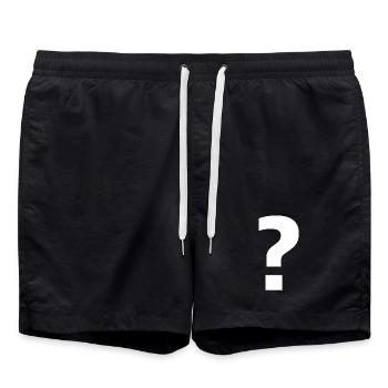 Question mark | stylish curiosity - Swim Trunks - black - Front - AI Model Male 185 light (185cm)