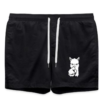 Alpaka zeigt auf dich – Silhouette - Badeshorts - Schwarz - Vorne - AI Model Male 185 light (185cm)