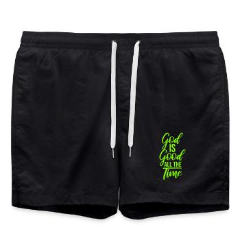 God Is Good All The Time Glaube Christlich Spruch - Badeshorts - Schwarz - Vorne - AI Model Male 185 light (185cm)