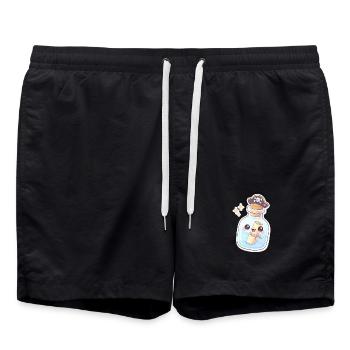 Un message de pirate mignon dans une bouteille - Short de bain - noir - Devant - AI Model Male 185 light (185cm)