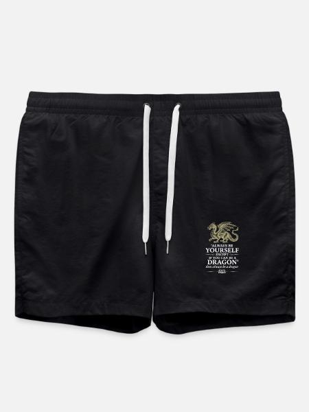 Dragon Quote – Fantasy Saying Design - Swim Trunks - black