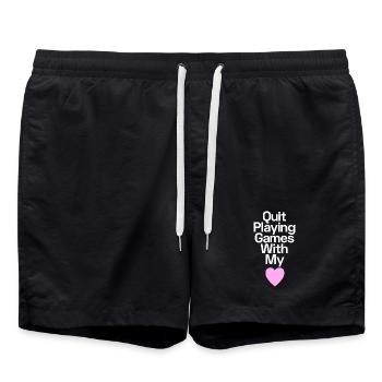 Quit Playing Games With My Heart - Swim Trunks - black - Front - AI Model Male 185 light (185cm)