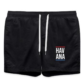 Havana Bold Mono avec des rayures rouge-bleues - Short de bain - noir - Devant - AI Model Male 185 light (185cm)