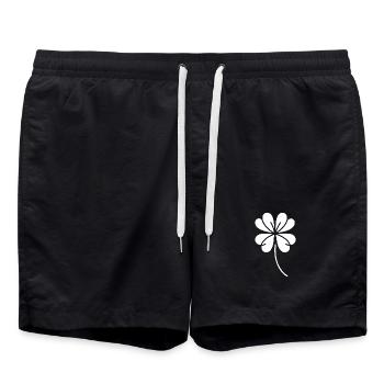Kleeblatt Silhouette Irisches Glückssymbol - Badeshorts - Schwarz - Vorne - AI Model Male 185 light (185cm)