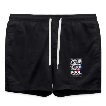 Man Muss Nicht Verrueckt Sein Lustiges Billard - Badeshorts - Schwarz - Vorne - AI Model Male 185 light (185cm)