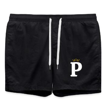 P Buchstabe Monogramm Design - Badeshorts - Schwarz - Vorne - AI Model Male 185 light (185cm)