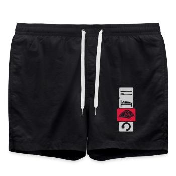 Repeat nature camping daily - Swim Trunks - black - Front - AI Model Male 185 light (185cm)