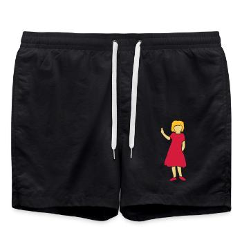 Mädchen Silhouette Peace Zeichen - Badeshorts - Schwarz - Vorne - AI Model Male 185 light (185cm)