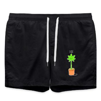 Niedliche Baby-Unkraut-Pflanze Hallo Hallo Lustige Schöne Karikatur - Badeshorts - Schwarz - Vorne - AI Model Male 185 light (185cm)