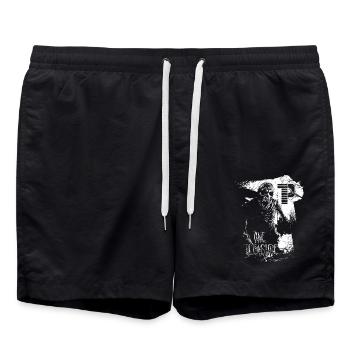 OnePleasure zombie in the cemetery at his grave - Swim Trunks - black - Front - AI Model Male 185 light (185cm)