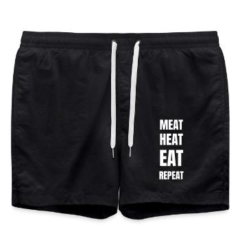 All those who want to barbecue again and again - Swim Trunks - black - Front - AI Model Male 185 light (185cm)
