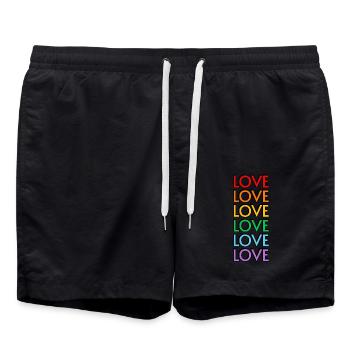 Love 6 rainbow colors gay pride - Swim Trunks - black - Front - AI Model Male 185 light (185cm)