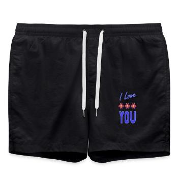 SAINT VALENTINE. bachelorette party. I LOVE YOU. I LOVE YOU. LOVE - Swim Trunks - black - Front - AI Model Male 185 light (185cm)