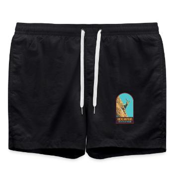 Steinbock-Illustration in der Mercantour - Badeshorts - Schwarz - Vorne - AI Model Male 185 light (185cm)