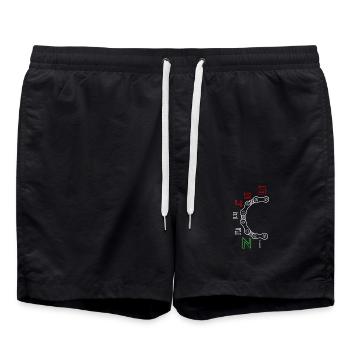 Motif de chaîne d’engrenage circulaire - Short de bain - noir - Devant - AI Model Male 185 light (185cm)