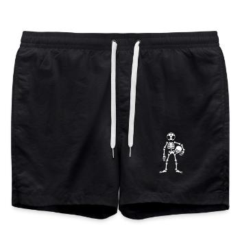 tête de ballon de football squelette tenant hooligan crâne - Short de bain - noir - Devant - AI Model Male 185 light (185cm)