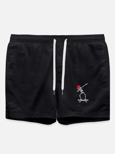 Dab dabbing skeleton skateboard skater - Short de bain - noir
