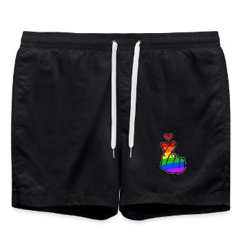 Peace Heart Love Rainbow Mouvement pour la paix - Short de bain - noir - Devant - AI Model Male 185 light (185cm)
