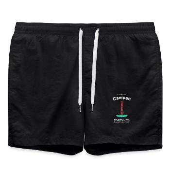 Leuchtturm Campen an der Ems Nordsee Handzeichnung - Badeshorts - Schwarz - Vorne - AI Model Male 185 light (185cm)