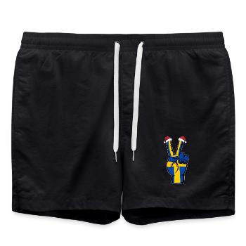 Schweden Flagge Weihnachten Peace Symbol - Badeshorts - Schwarz - Vorne - AI Model Male 185 light (185cm)