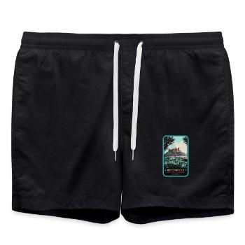 Burg Almodóvar: Andalusischer Schatz - Badeshorts - Schwarz - Vorne - AI Model Male 185 light (185cm)