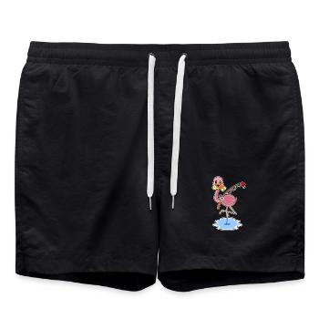 Flamingo Angler Fisch Angeln - Badeshorts - Schwarz - Vorne - AI Model Male 185 light (185cm)