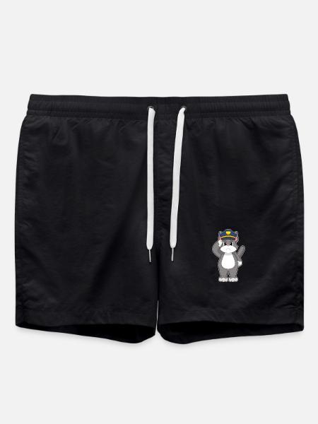 Cat, Policeman, Police - Swim Trunks - black