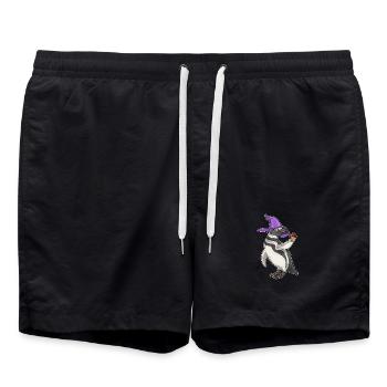 Pinguin Hexe Pilz - Badeshorts - Schwarz - Vorne - AI Model Male 185 light (185cm)