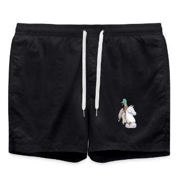Ente Schachfigur Springer Schach - Badeshorts - Schwarz - Vorne - AI Model Male 185 light (185cm)