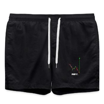 Pump it, Crypto, Actions, Salle de sport, Fitness, Trading - Short de bain - noir - Devant - AI Model Male 185 light (185cm)