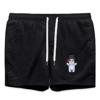Hippopotamus Groom Top Hat Wedding - Swim Trunks - black - Front - AI Model Male 185 light (185cm)