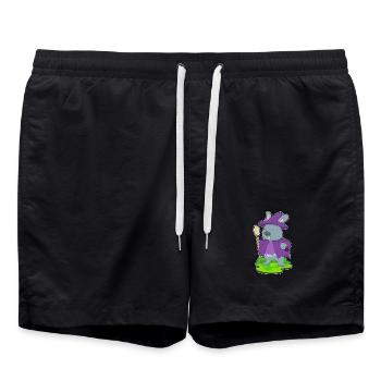 Hase Hexe Besen - Badeshorts - Schwarz - Vorne - AI Model Male 185 light (185cm)