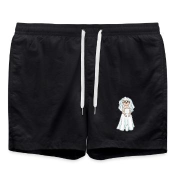 Erdmännchen Braut Schleier Hochzeit - Badeshorts - Schwarz - Vorne - AI Model Male 185 light (185cm)