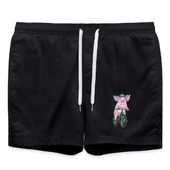 Schwein Fahrrad - Badeshorts - Schwarz - Vorne - AI Model Male 185 light (185cm)