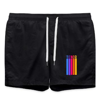 Choir Tenor Voice Retro Stripes - Swim Trunks - black - Front - AI Model Male 185 light (185cm)