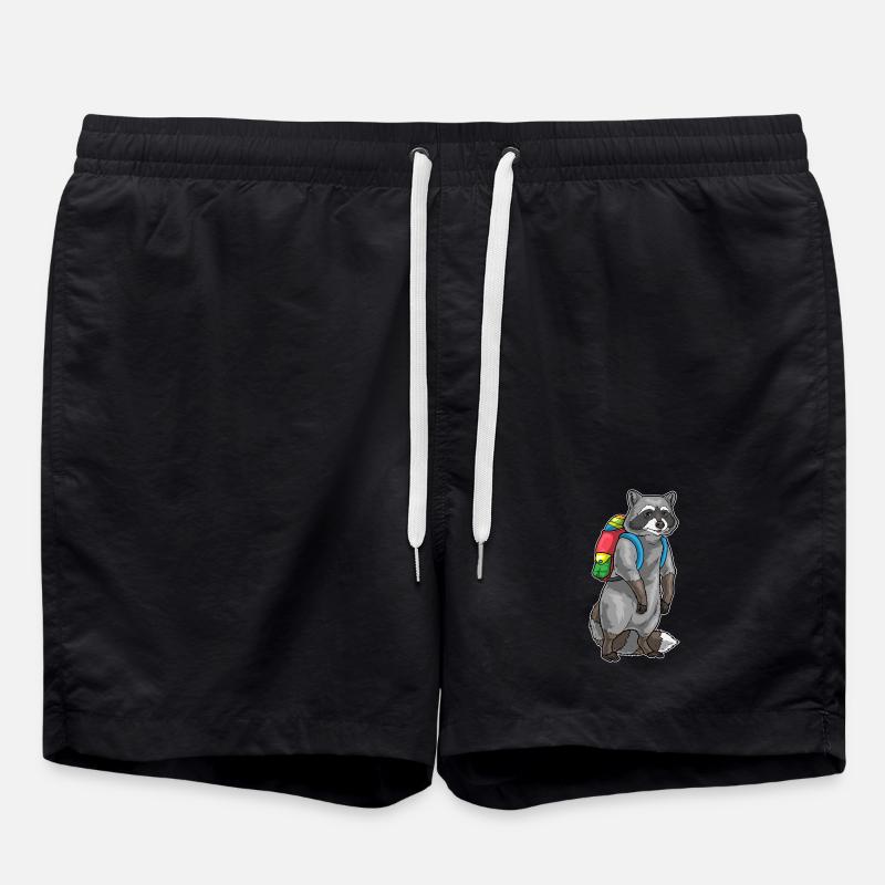 Waschbär Ostern Student - Badeshorts - Schwarz