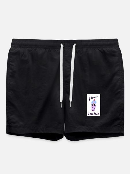 Funny Bubble Tea Illustration - Swim Trunks - black