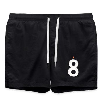 Colourful Birthday Number 8 Candle Design - Swim Trunks - black - Front - AI Model Male 185 light (185cm)