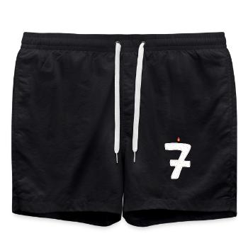Skurrile Geburtstagskerze Nummer Sieben - Badeshorts - Schwarz - Vorne - AI Model Male 185 light (185cm)