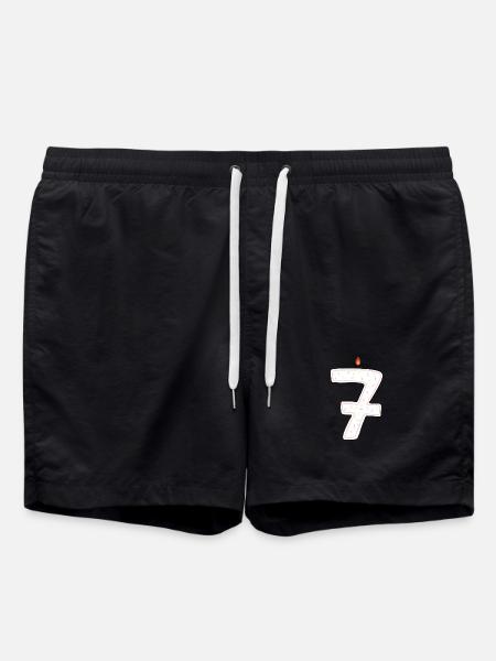 Whimsical Birthday Candle Number Seven - Swim Trunks - black