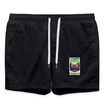Jeux et nature dans un style rétro - Short de bain - noir - Devant - AI Model Male 185 light (185cm)