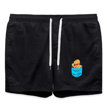 Bonhomme en pain d'épices de Noël en pain d'épices - Short de bain - noir - Devant - AI Model Male 185 light (185cm)