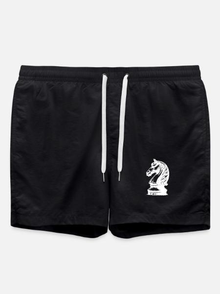 Échiquier avec pièces, roi et pions - Short de bain - noir