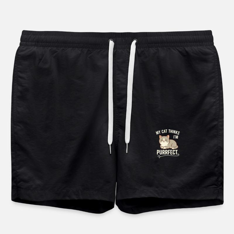 Purrrfect Cat Thinks I'm purrfect - Swim Trunks - black