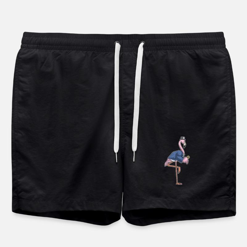 Flamingo Bräutigam Ehering Hochzeit - Badeshorts - Schwarz