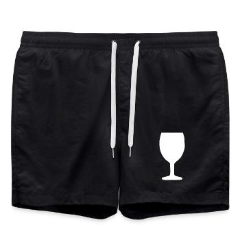 Vin, Vin, Verre de Vin, Vin Rouge - Short de bain - noir - Devant - AI Model Male 185 light (185cm)