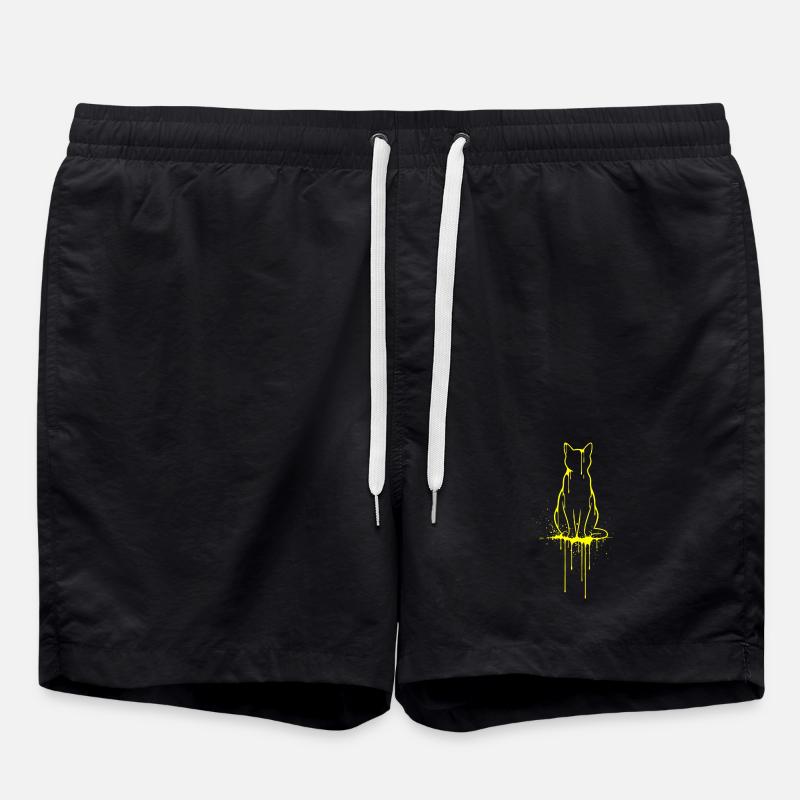 Cat Silhouette Gold Look - Swim Trunks - black