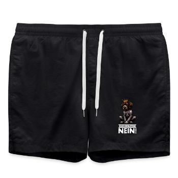 Bevor Du Fragst Nein Deutsch Drahthaar Drahthaare  - Badeshorts - Schwarz - Vorne - AI Model Male 185 light (185cm)